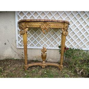 Console En Bois Dorée à Ceinture Ajourée époque Louis XVI