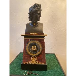 Trapezoidal Clock Bust Of Apollo Belvedere Empire Period 