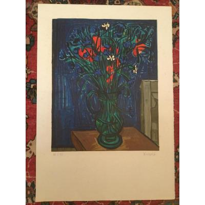 Lithograph Signed Hischka Grand Bouqet