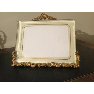 Large Frame Gilded Bronze Easel Beveled Glass Louis XV Style Napoleon III