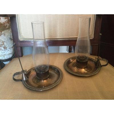 Pair Of Silver Metal Candle Holders From Harrods