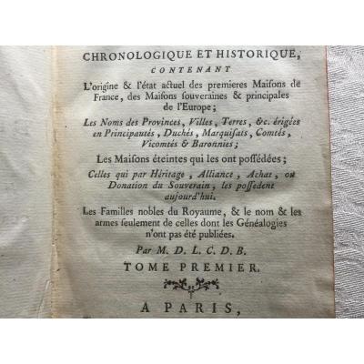 Genealogy Dictionary Three Tomes XVIIIth Century