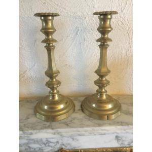 Pair Of Candlesticks In Bronze XIXth Time