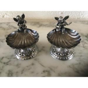 Pair Of Silver Spice Display With Amours Musiciens