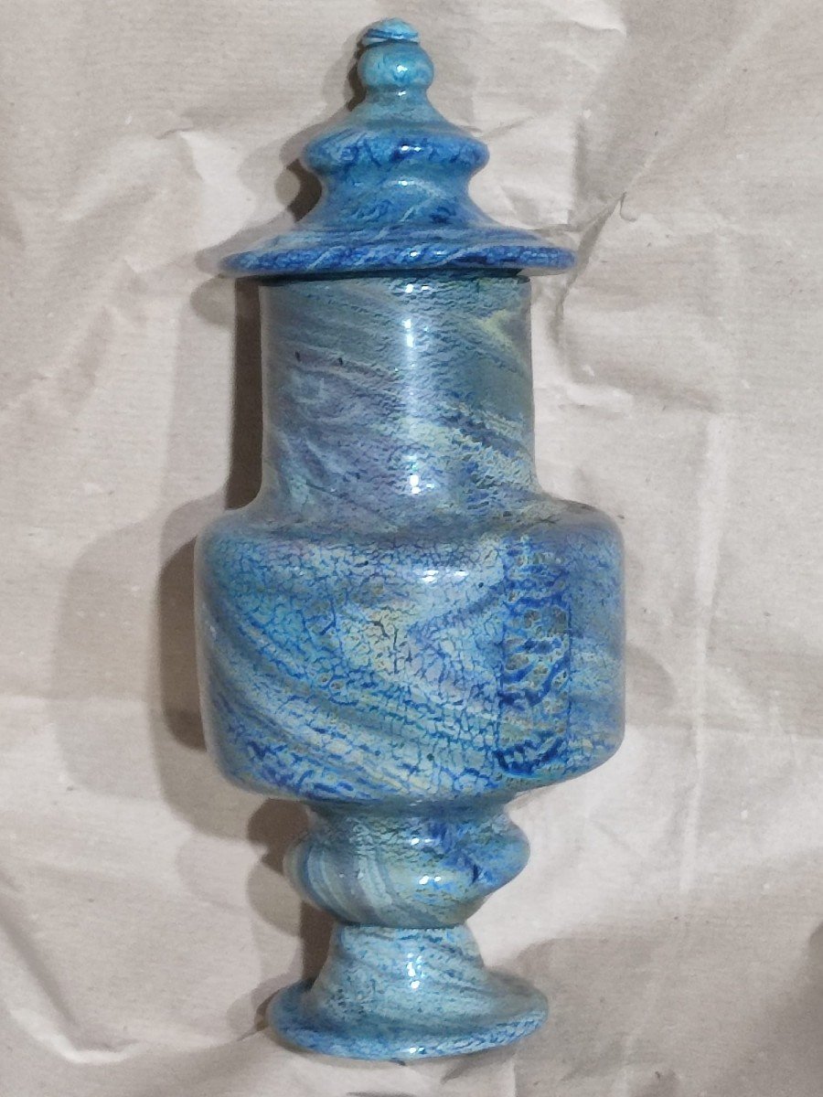 Apothecary Jar In "chalcedony" Cased Glass- Venice XV Century