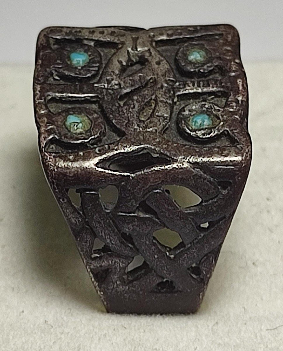 Viking Ring In Silver With Turquoises-photo-1