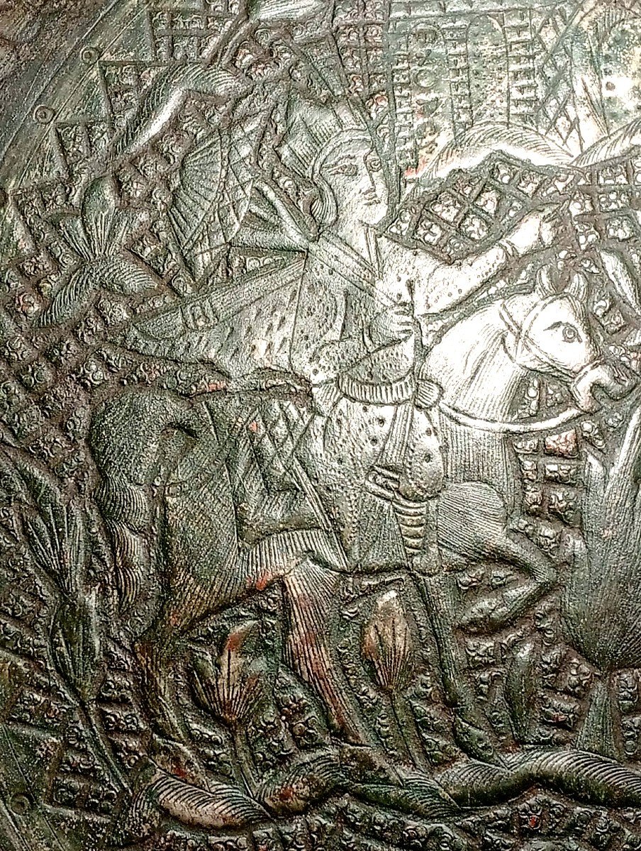  Engraved Plate Depicting A Scene In Which An Arab Knight On Horseback, Asks A Farmer For News -photo-4