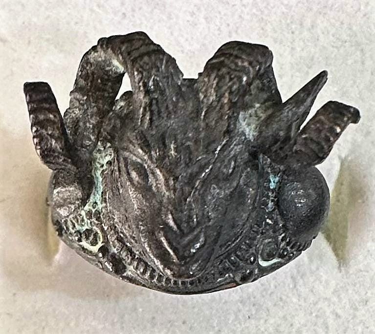 Baphomet - Bague Templière En Bronze Représentant La Tête De Bouc-photo-2