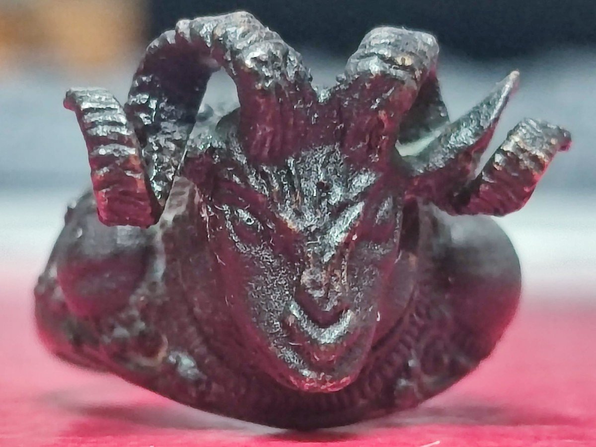 Baphomet - Bague Templière En Bronze Représentant La Tête De Bouc