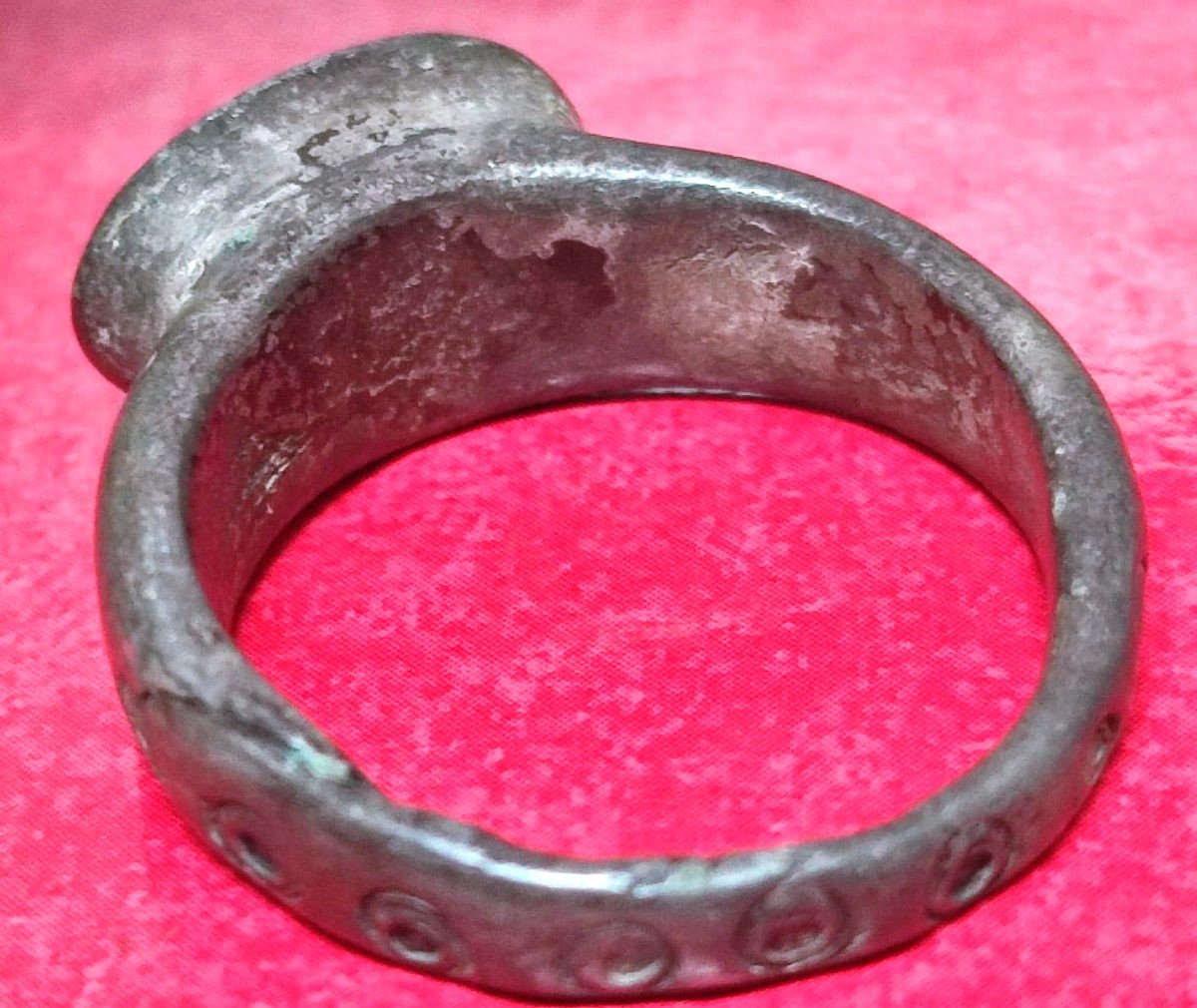 Bague Chevalier Templier En Argent Avec Croix En émail Rouge. Sicile XII-xiiie Siècle-photo-1