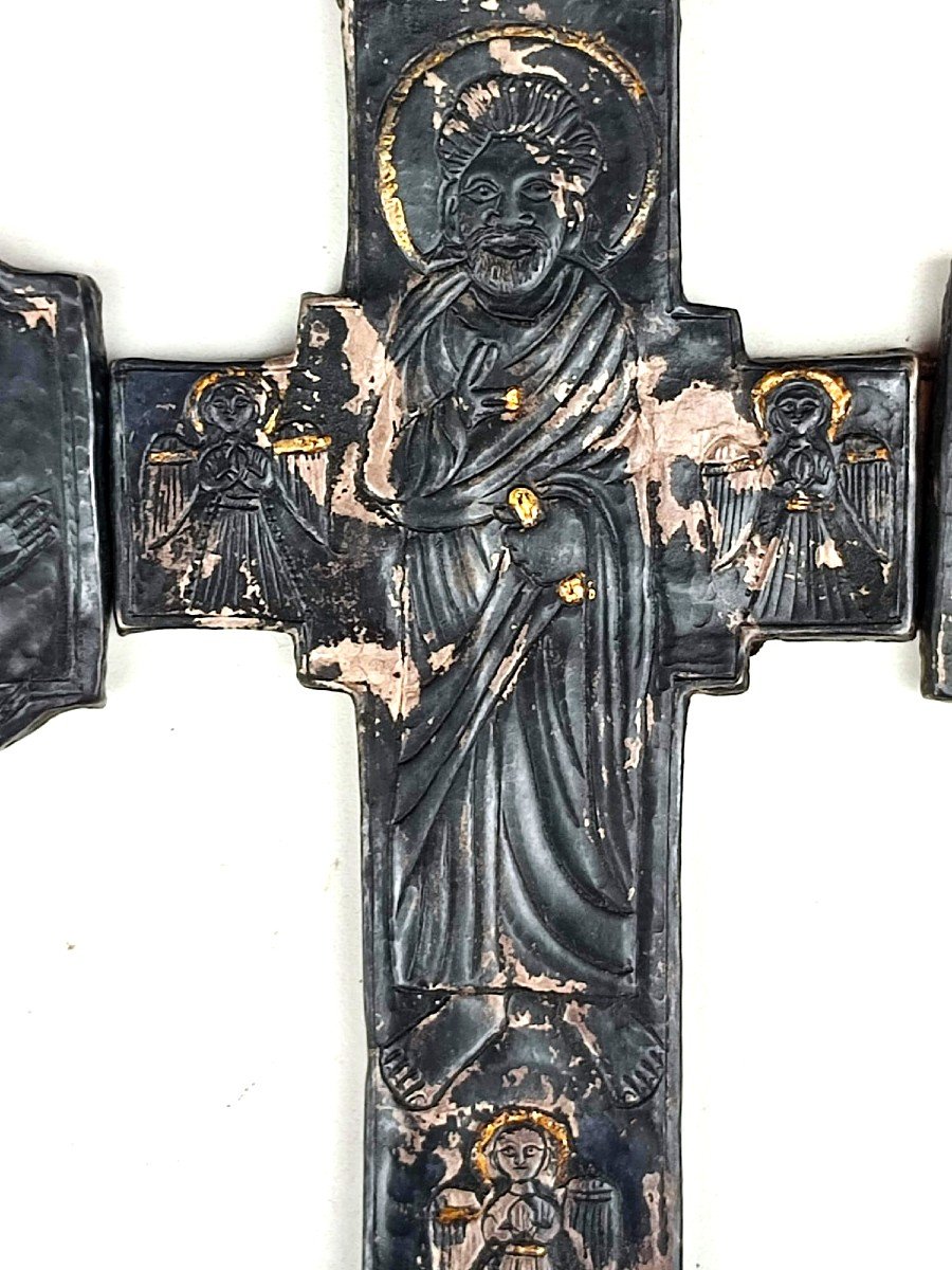  Croix Copte En Argent Gaufré Et Ciselé Avec Dorure. XIVe Siècle-photo-2