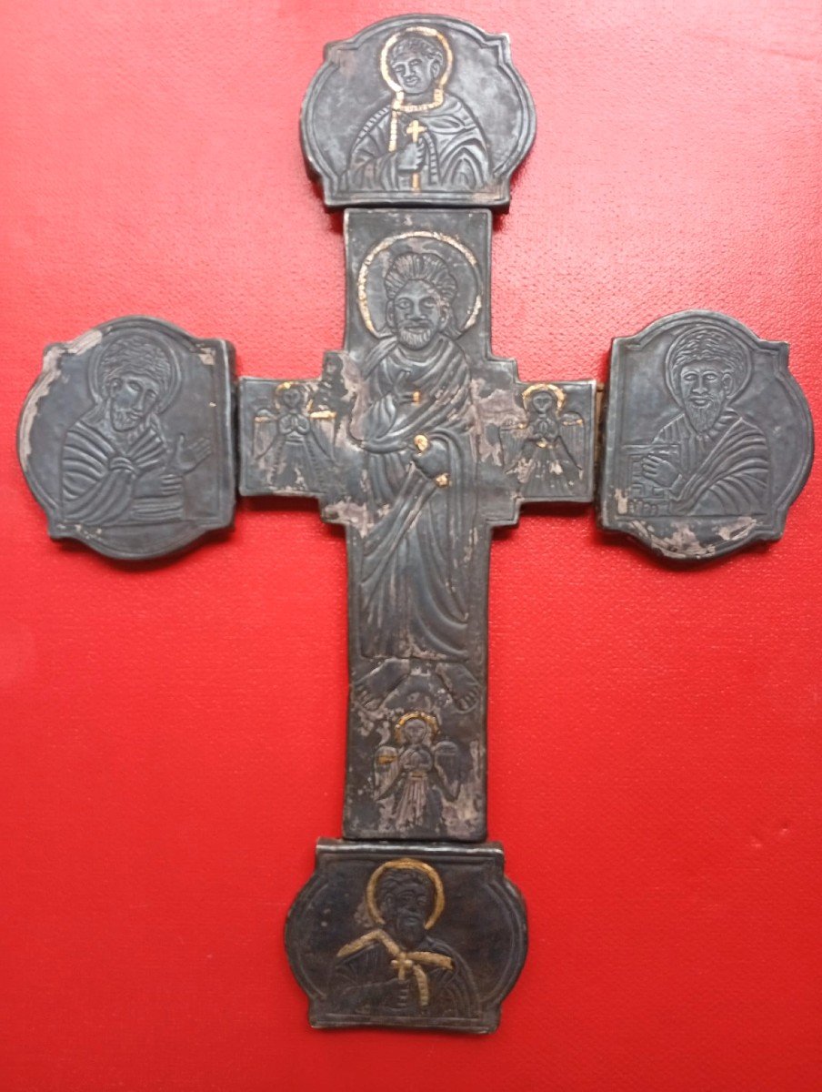 Silver Coptic Cross With Christ With Markedly African Features. Sec.xiv