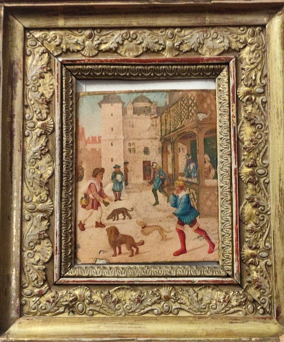  Tempera Miniature On Parchment 'distribution Of Food To The Dogs' From The 'book Of Hours'  -photo-4