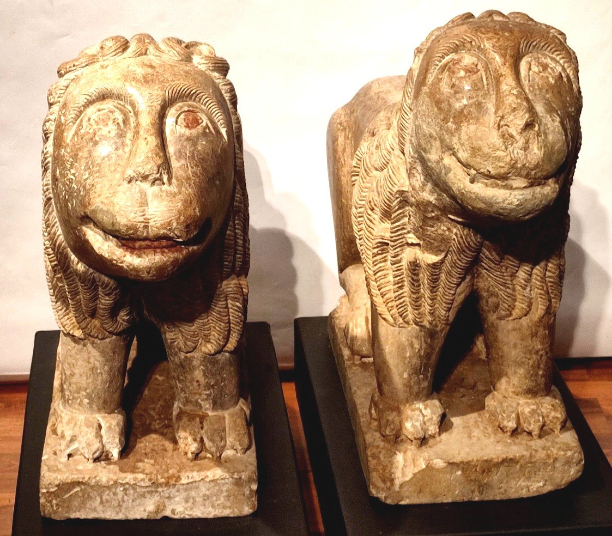  Pair Of Arab-norman Lions In Stone. Southern Italy XIII Century.   