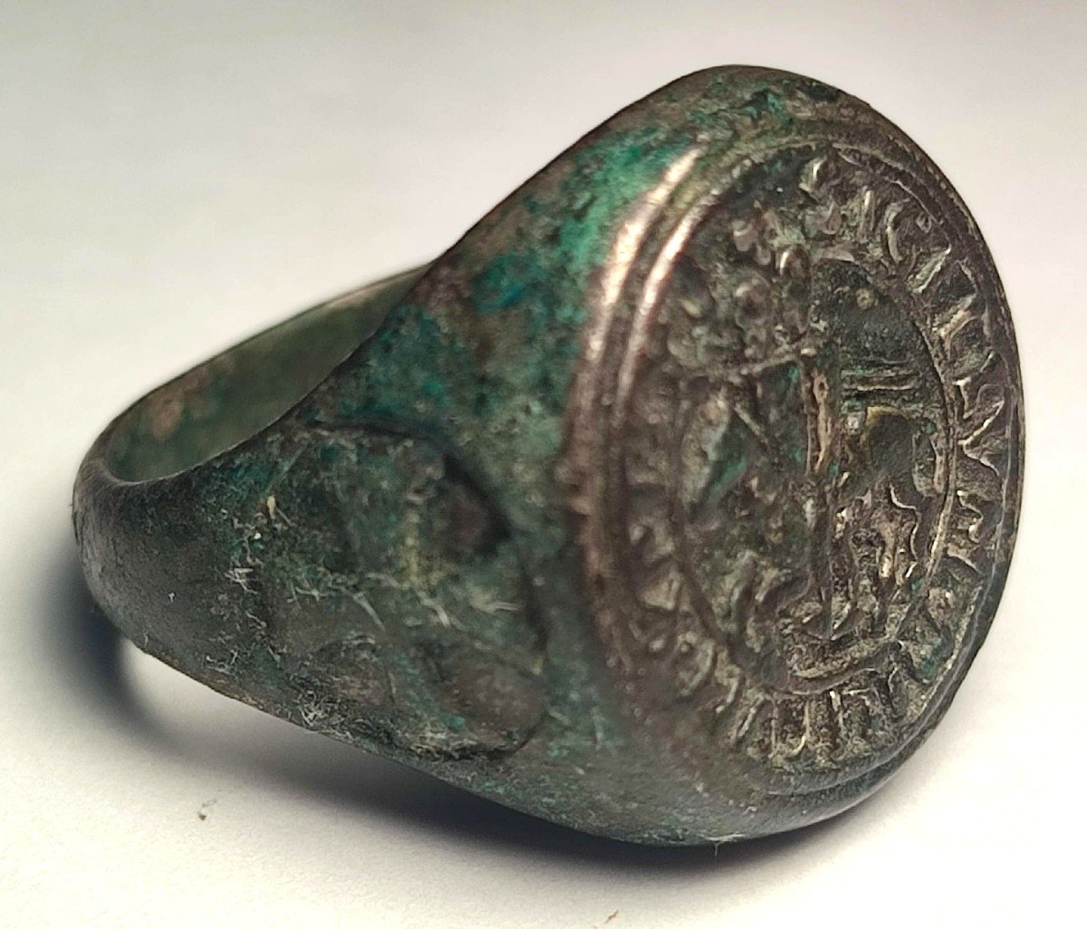  exceptional Ring - Seal Of Knight Templar In Silver With The Templar Symbol. Sicily XII-xiiic.-photo-3