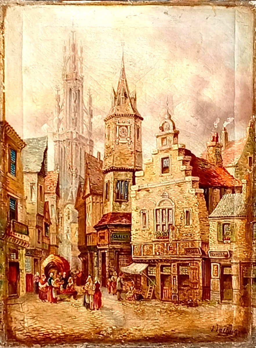  Marché Sous La Cathédrale .Vers 1840-