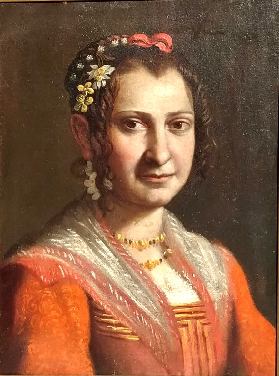  Ottavio Leoni - Noble avec diadème floral. Huile sur papier appliqué sur toile, vers 1620-photo-2