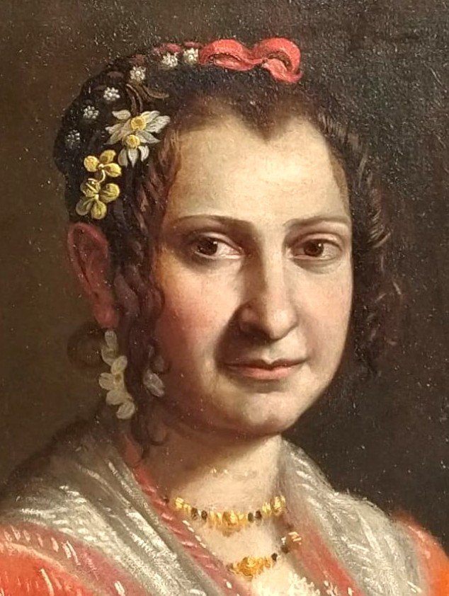  Ottavio Leoni - Noble avec diadème floral. Huile sur papier appliqué sur toile, vers 1620-photo-3