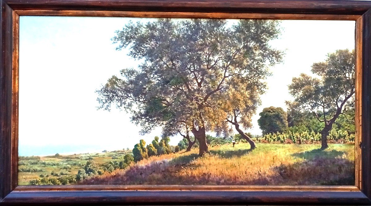  Francesco Lo Jacono 'le Voleur du Soleil'. La campagne sur le golfe de Termini Imerese. 75x150