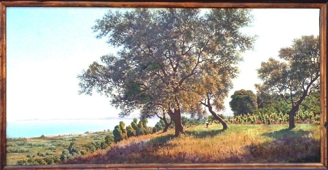  Francesco Lo Jacono 'le Voleur du Soleil'. La campagne sur le golfe de Termini Imerese. 75x150