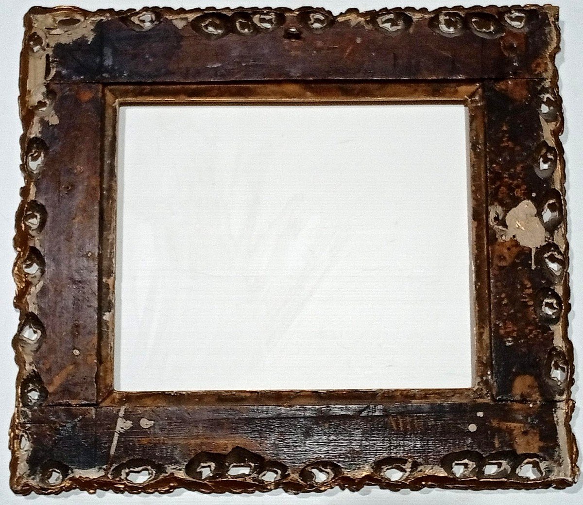 Flemish Louis XV Oak Frame, Carved With Floral Motifs And Gilded. External Light Cm. 27x33.  -photo-2