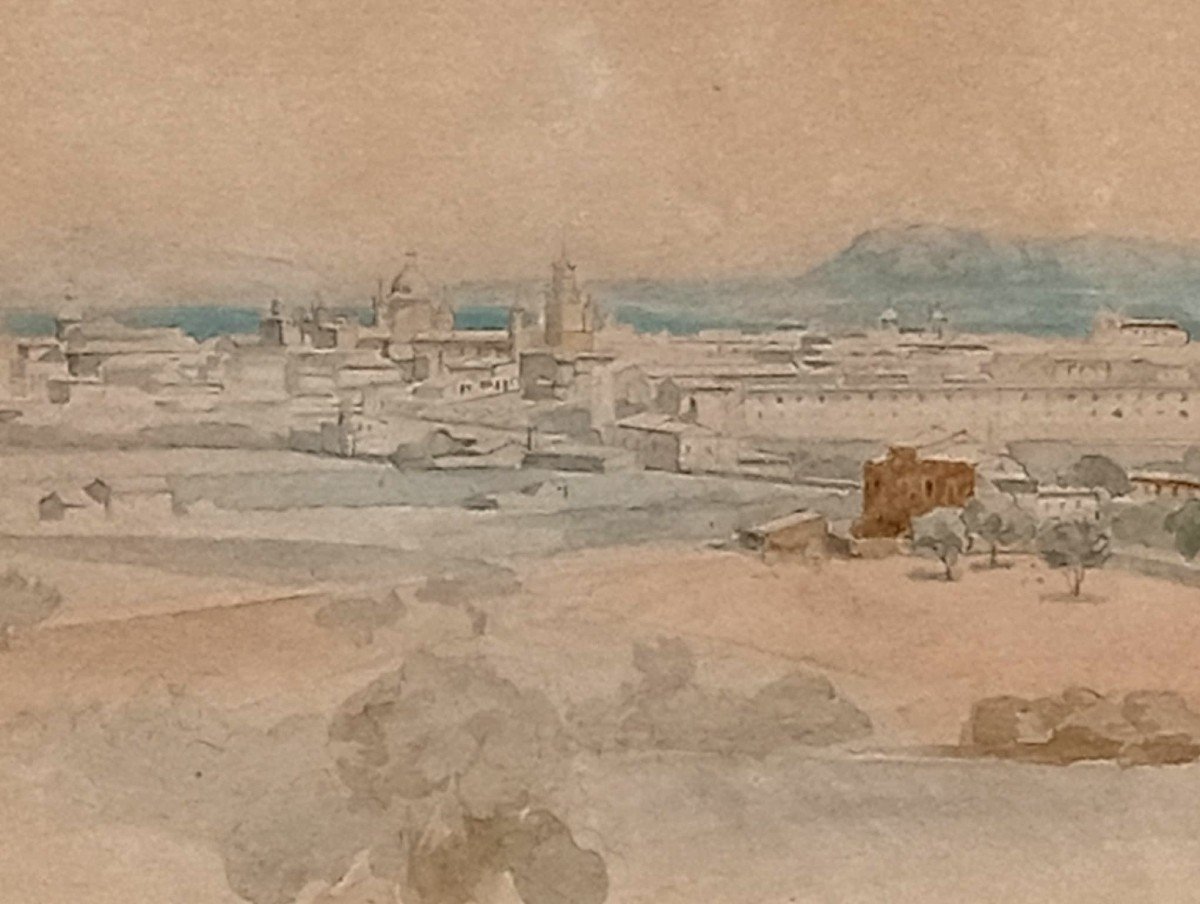 Edward Lear 'palermo And The Conca d'Oro' Bird's Eye View Watercolour And Pencil. (1847)-photo-2