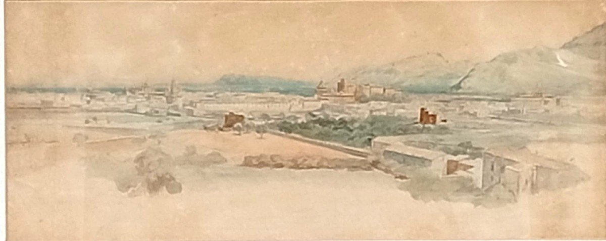 Edward Lear 'palermo And The Conca d'Oro' Bird's Eye View Watercolour And Pencil. (1847)