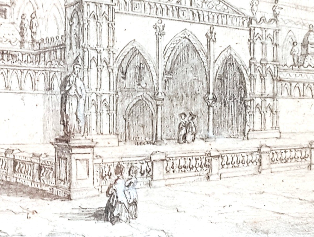  William Lighton Leitch « La cathédrale de Palerme » Croquis original pour l’impression (Siglè)-photo-3