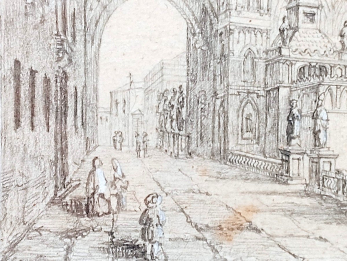  William Lighton Leitch « La cathédrale de Palerme » Croquis original pour l’impression (Siglè)-photo-4