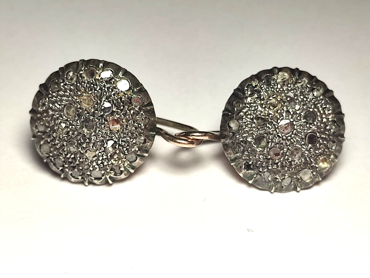 Boucles d'oreilles patch siciliennes avec diamants,  or et coupe. Vers les années 1940- gr.10,7-photo-4