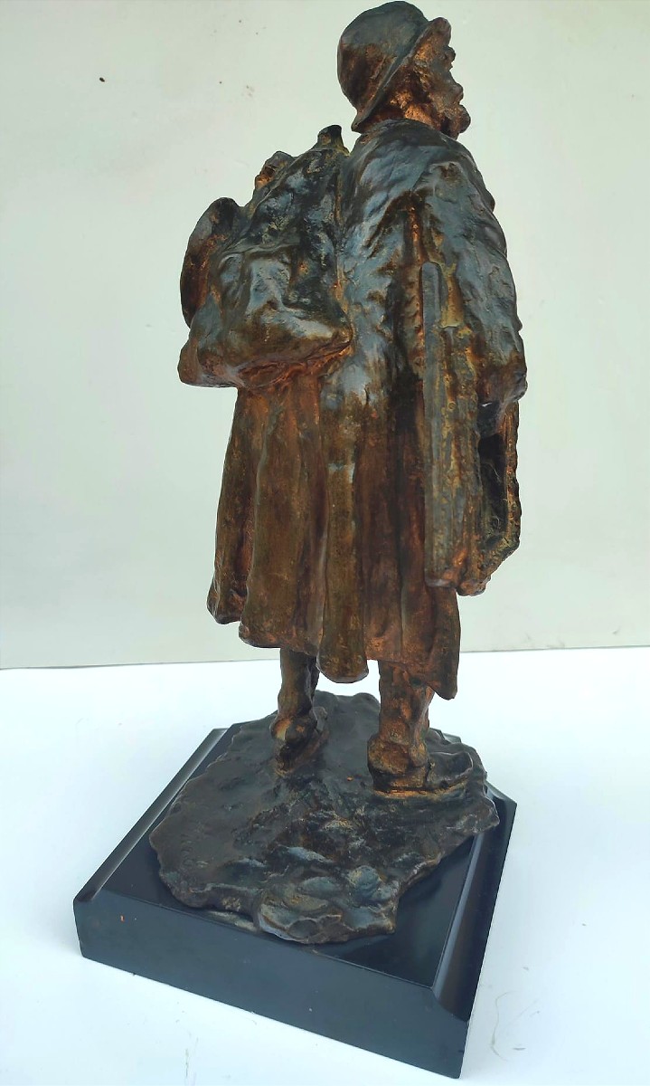 'the Old Antiquarian' Bronze With Blonde Patina By Felice Nicolò. Height 37cm.-photo-1