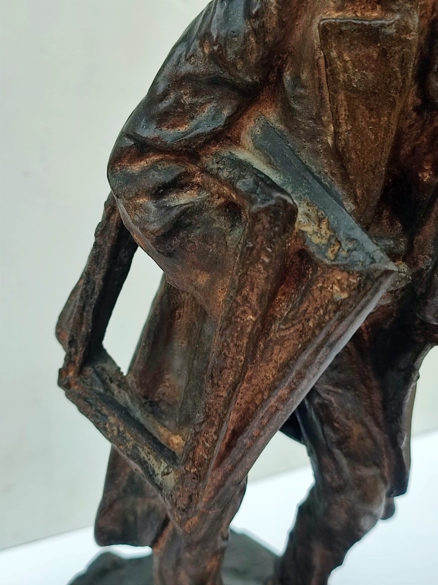 'the Old Antiquarian' Bronze With Blonde Patina By Felice Nicolò. Height 37cm.-photo-3