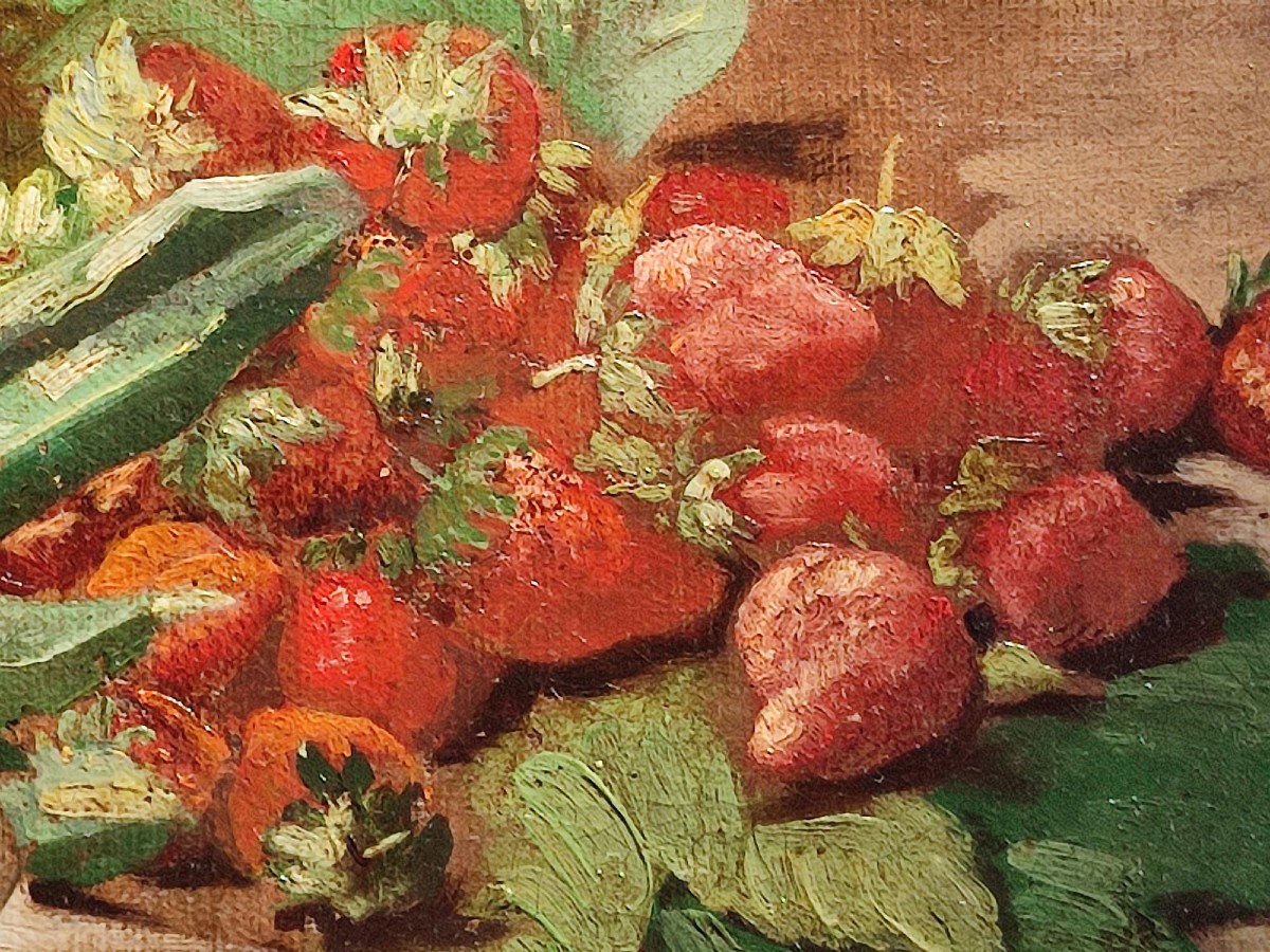 'almonds And Strawberries' - A Rare Small Still Life By Master Francesco Lo Jacono-photo-3