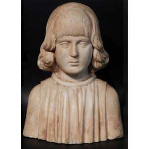 Marble Bust Depicting A Portrait Of A Young Aragonese