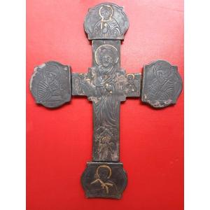  Croix Copte En Argent Gaufré Et Ciselé Avec Dorure. XIVe Siècle