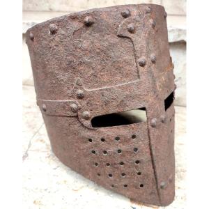 Important And Rare 'angevin' Templar Helmet In Wrought Iron