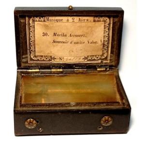  Dark And Blonde Horn Snuff Box With Working Music Box. Paris, 1830s.