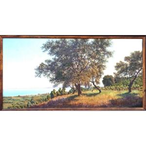  Francesco Lo Jacono 'le Voleur du Soleil'. La campagne sur le golfe de Termini Imerese. 75x150