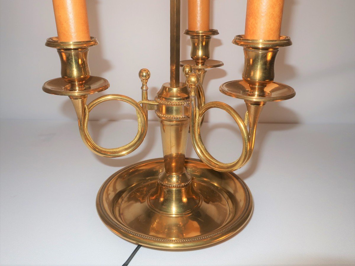 Hot Water Bottle Lamp Gilt Bronze With Hunting Horn 3 Arms Of Light-photo-2