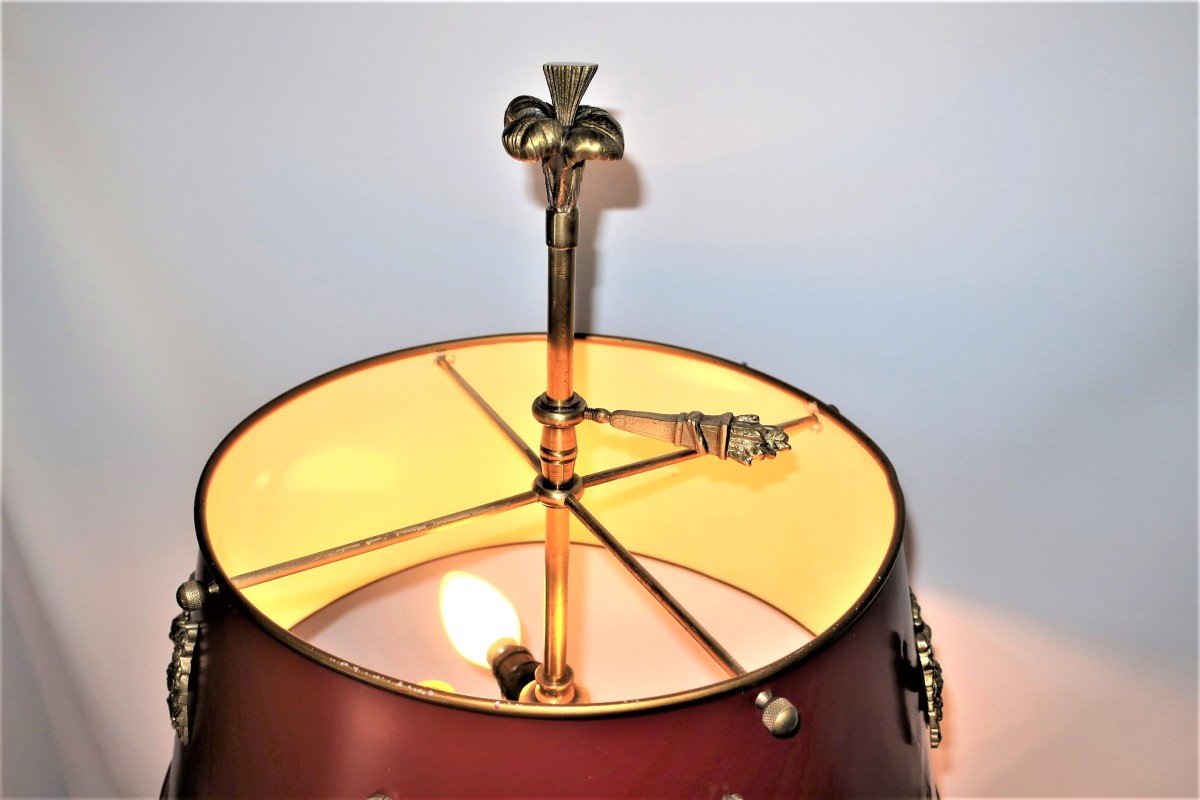 Important Hot Water Bottle Lamp With Horn Of Plenty XIXth Bronze Dore-photo-2