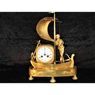 Pendulum Au Marin Empire Period Gilt Bronze