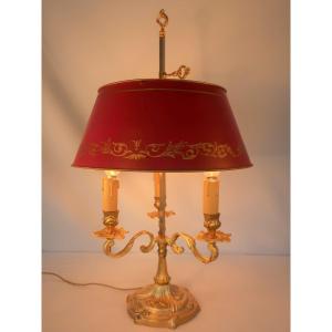 Lampe Bouillotte  Style Louis XV Bronze Dore 3 Bras De Lumiere