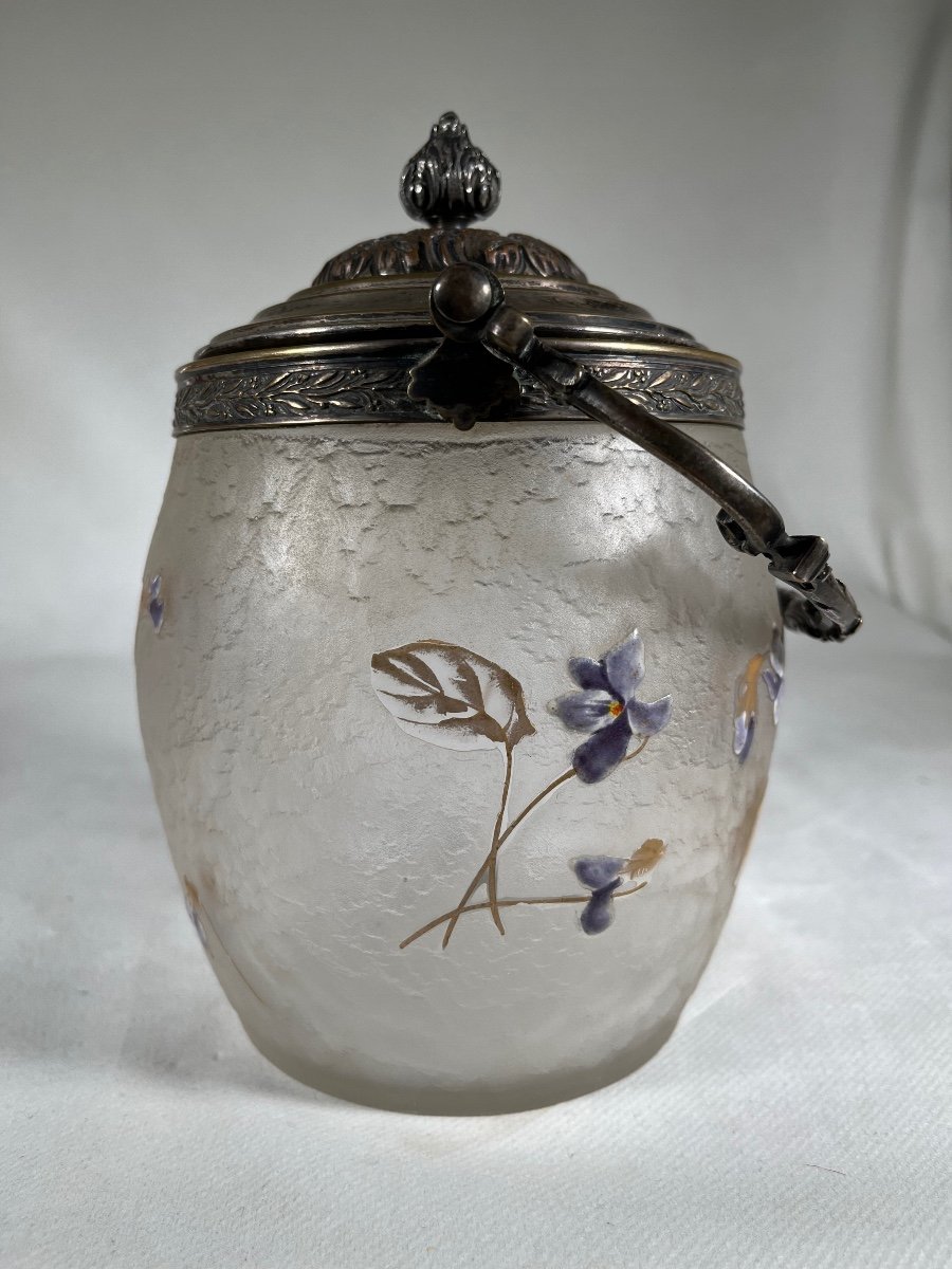 Victor Saglier Biscuit Seal Vase With Violets, Era Daum Galle Montjoye -photo-5