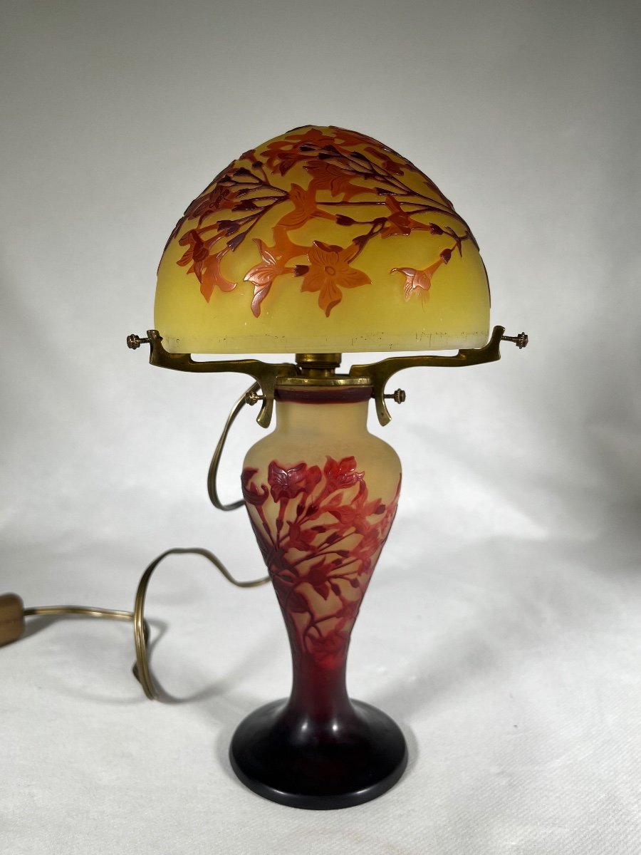 émile Gallé Lampe Champignon à Décor De Jasmin, Art Nouveau-photo-1