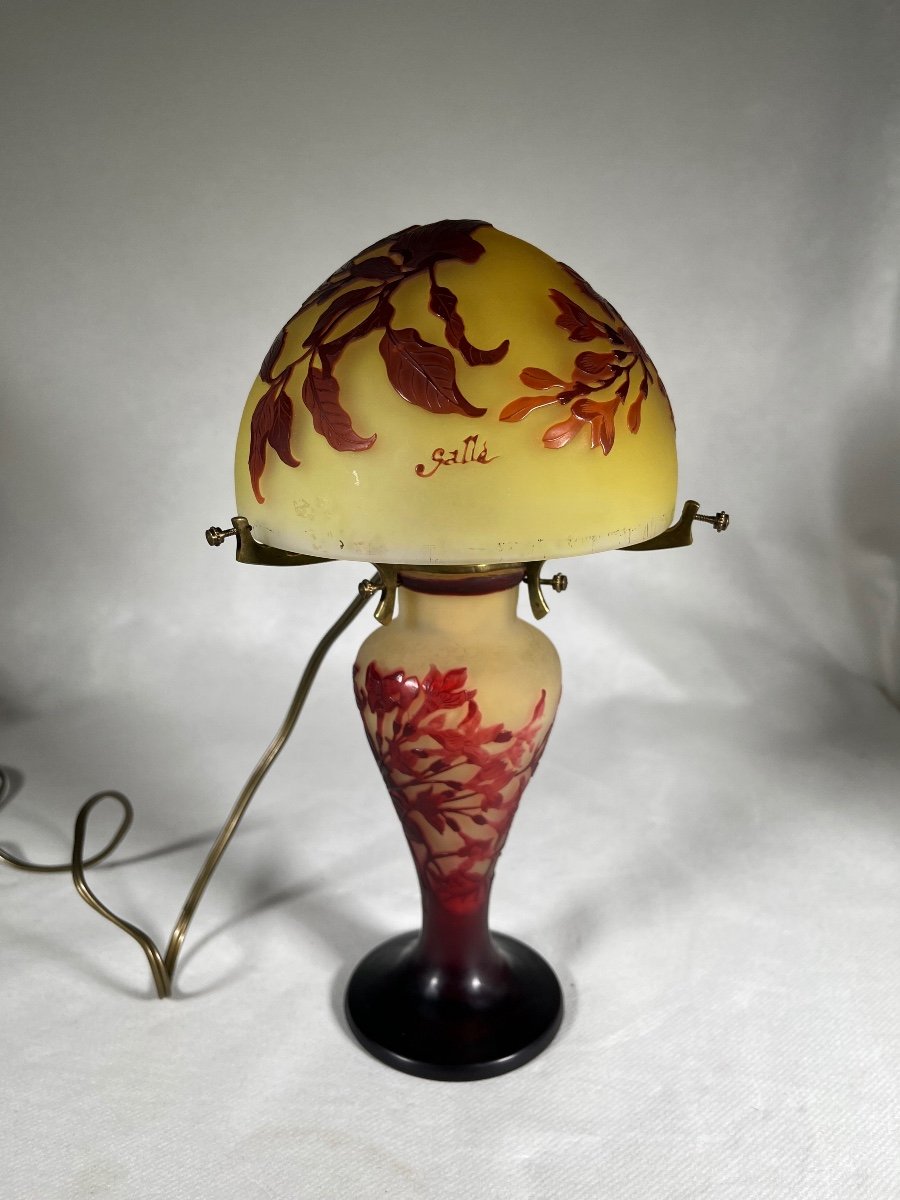 émile Gallé Lampe Champignon à Décor De Jasmin, Art Nouveau