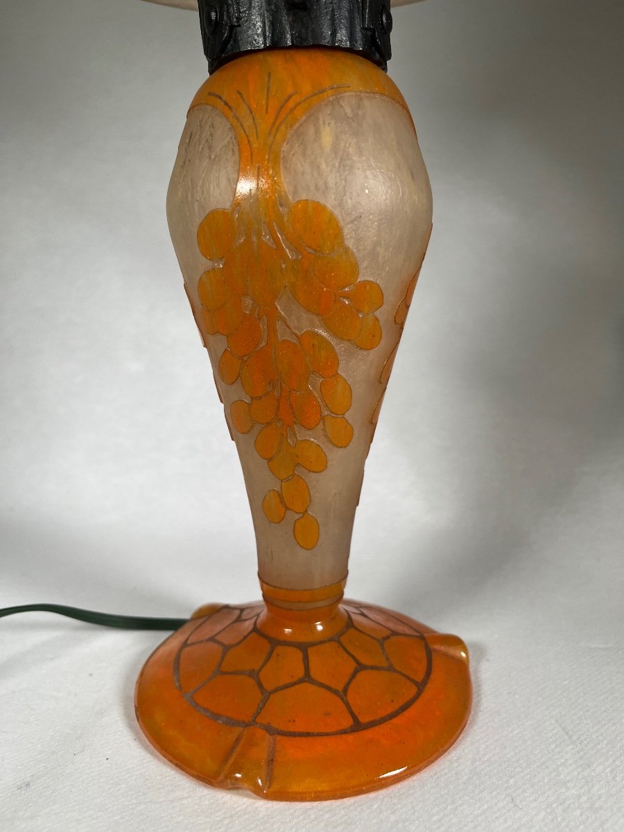 Le Verre Français - Charles Schneider Lampe Champignon Dattier Era Daum Galle, Art Déco -photo-3