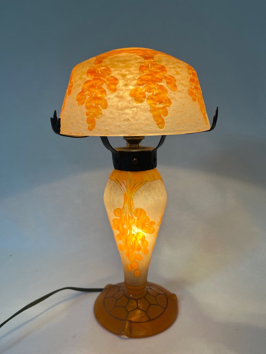 Le Verre Français - Charles Schneider Lampe Champignon Dattier Era Daum Galle, Art Déco -photo-5