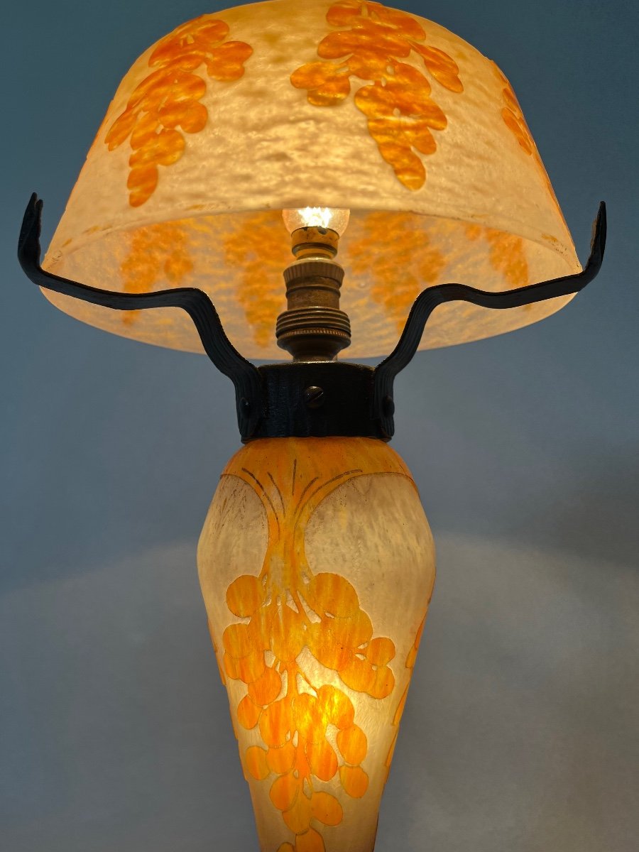 Le Verre Français - Charles Schneider Lampe Champignon Dattier Era Daum Galle, Art Déco -photo-6