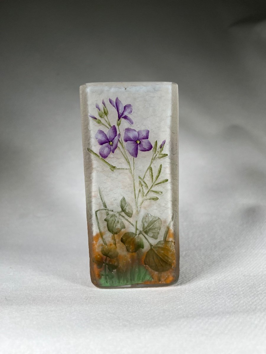 Vase Daum Nancy Section Carré « cardamine », Art Nouveau -photo-1