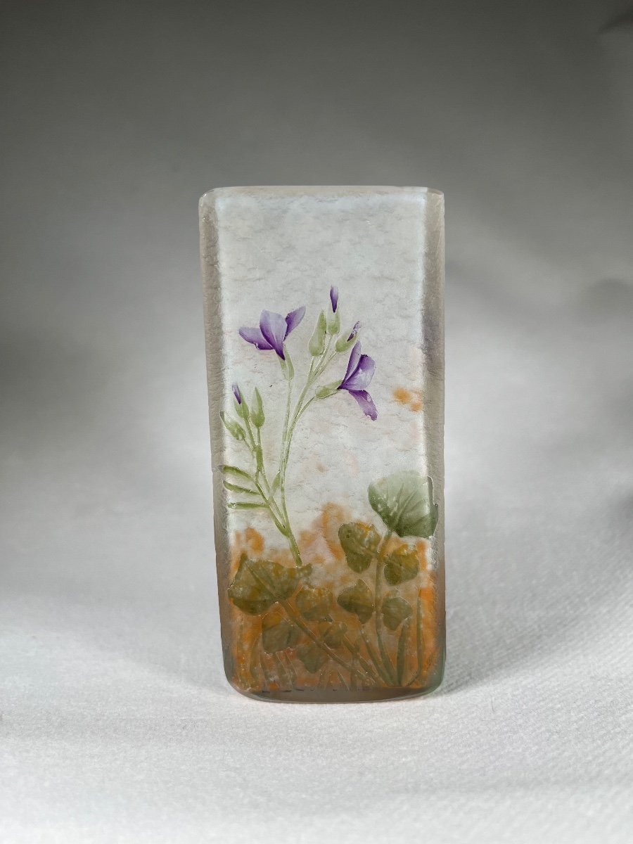 Vase Daum Nancy Section Carré « cardamine », Art Nouveau -photo-2